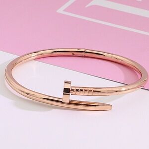 Rose Gold Nail Screw Bangle Bracelet
